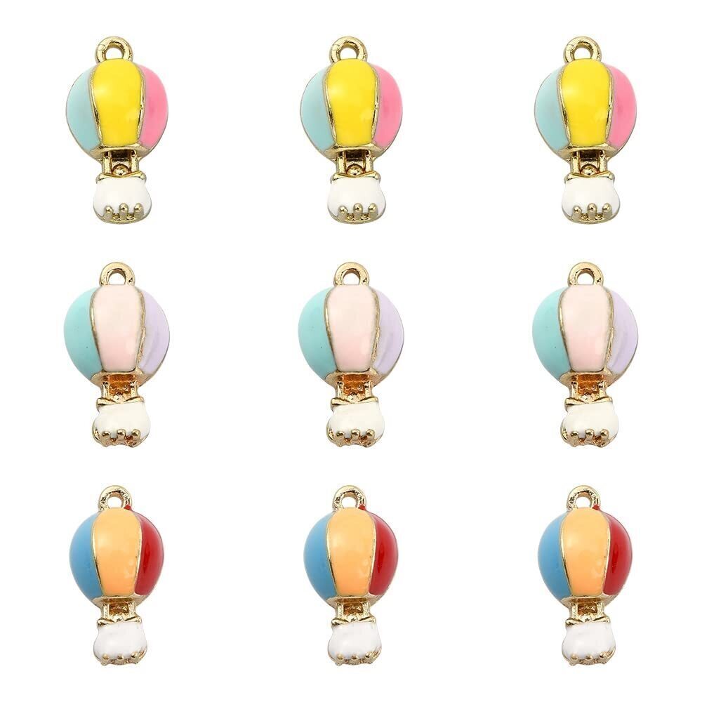 7568 30pcs 3 Colors Alloy Enamel Pendants Enamel Hot Air Balloon Charms